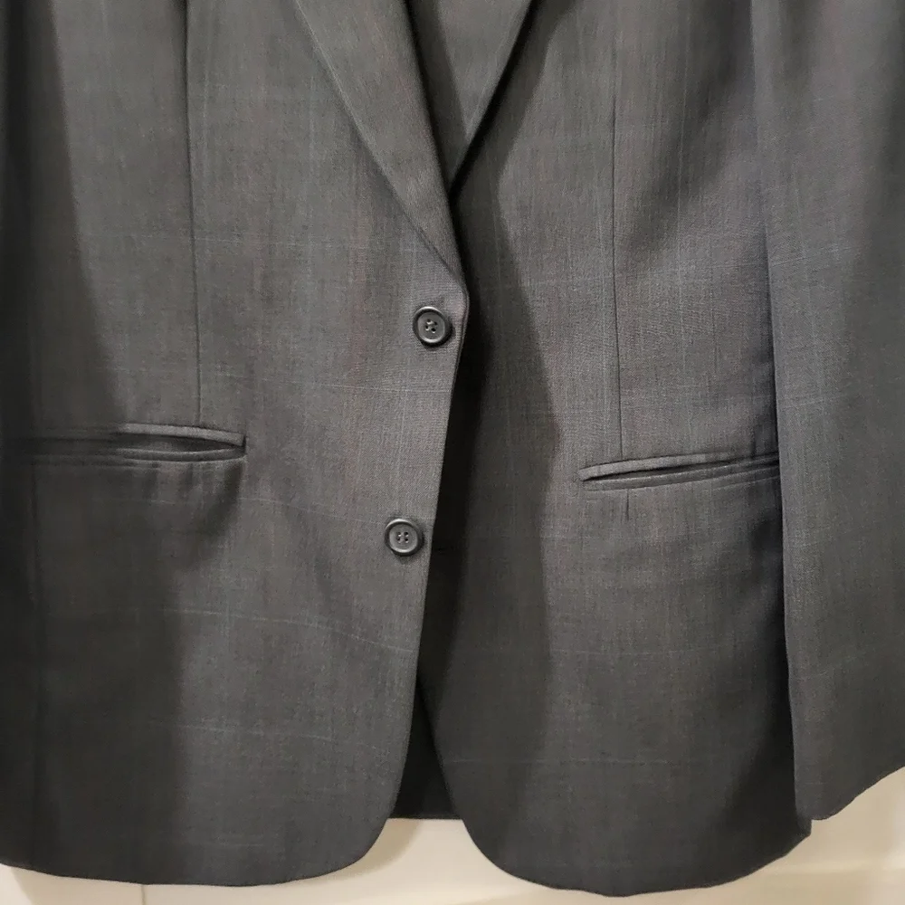 TOWNCRAFT Men's Suit, Gray Plaid, Size 40L‎